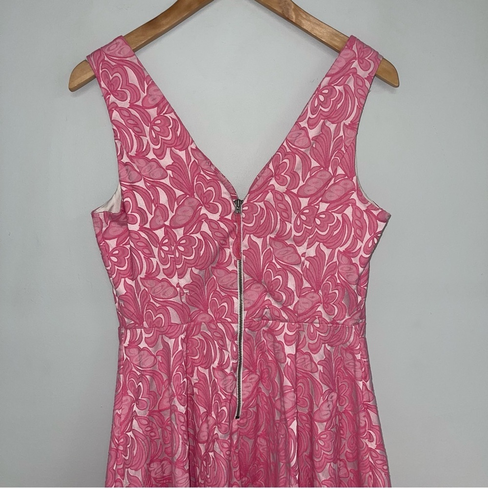 Maeve Anthropologie‎ Claribel Dress Women’s Size 4 Pink Jacquard Fit & Flare - Picture 12 of 16